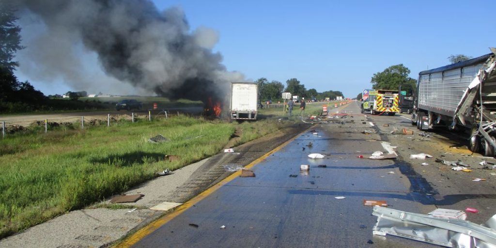 FIERY I-96 CRASH Leaves Four Dead, Dozens Injured After Semi-truck Misses Backup (1)