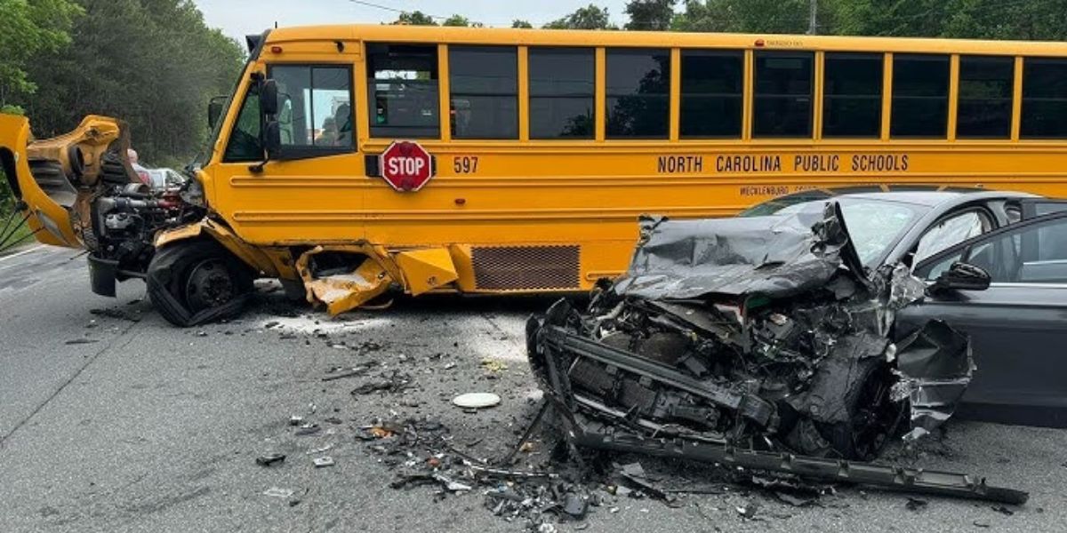 One Student Hospitalized After School Bus Crash on NC 24; Multiple Vehicles Involved