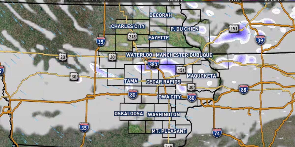 FIRST ALERT Cold Front to Bring Strong Gusts, Snow Showers, and Freezing Temps to IOWA