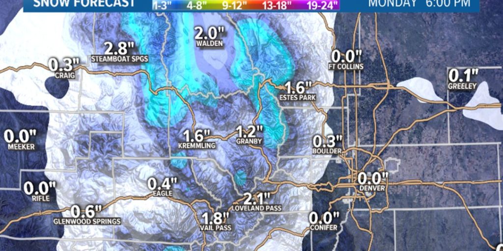 Southern Colorado to Experience Snow Tonight, Brief Snowfall Possible Along Continental Divide Friday (1)