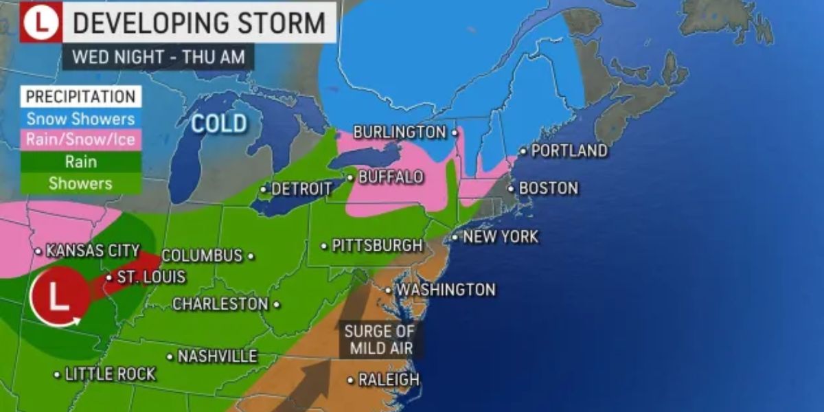 Winter Storm Developing Freezing Rain and Snow Threaten Midwest, Central States, and Northeast